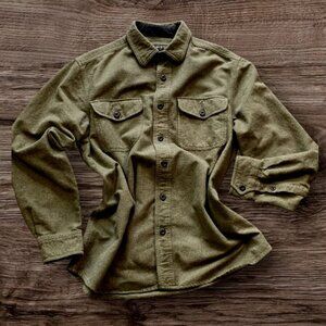 Grizzly Mountain Men’s Flannel Chamois Shirt Sz L Khaki Green #345A